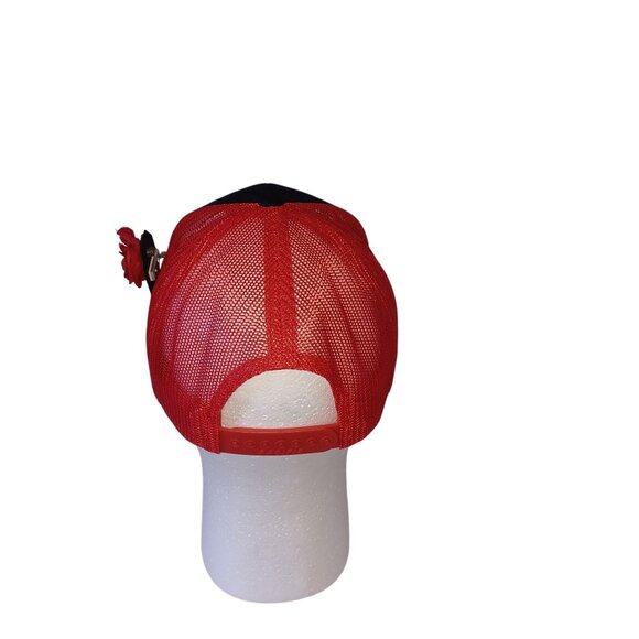 Trucker Hat Four Roses Bourbon Black Red Gold w/ Rose Hat Pin Mesh Snapback Cap - Picture 6 of 7